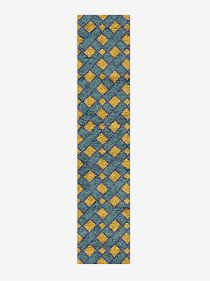 Argyle Geometric Runner Hand Knotted Bamboo Silk Custom Rug by Rug Artisan