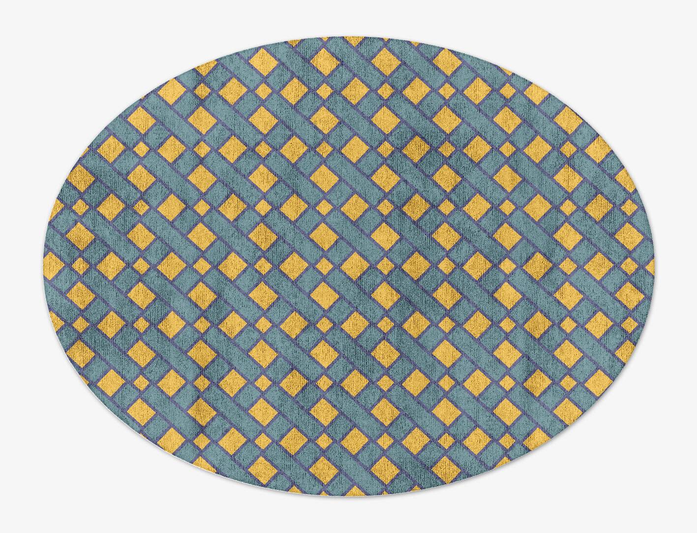 Argyle Geometric Oval Hand Tufted Bamboo Silk Custom Rug by Rug Artisan