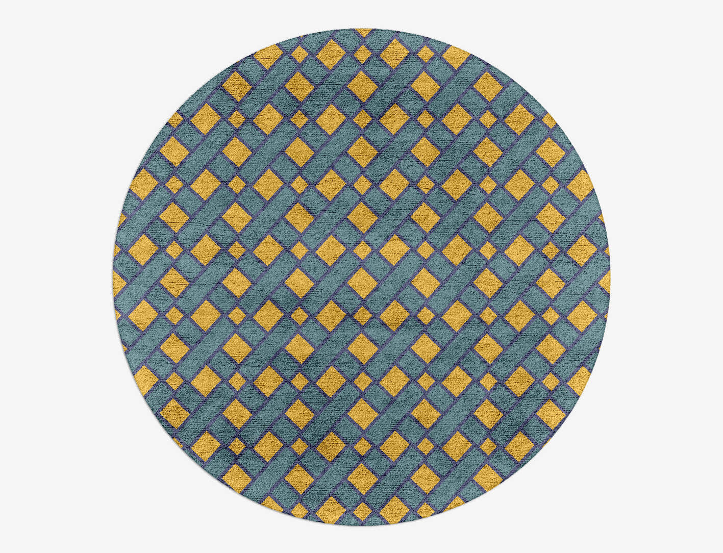 Argyle Geometric Round Hand Tufted Bamboo Silk Custom Rug by Rug Artisan