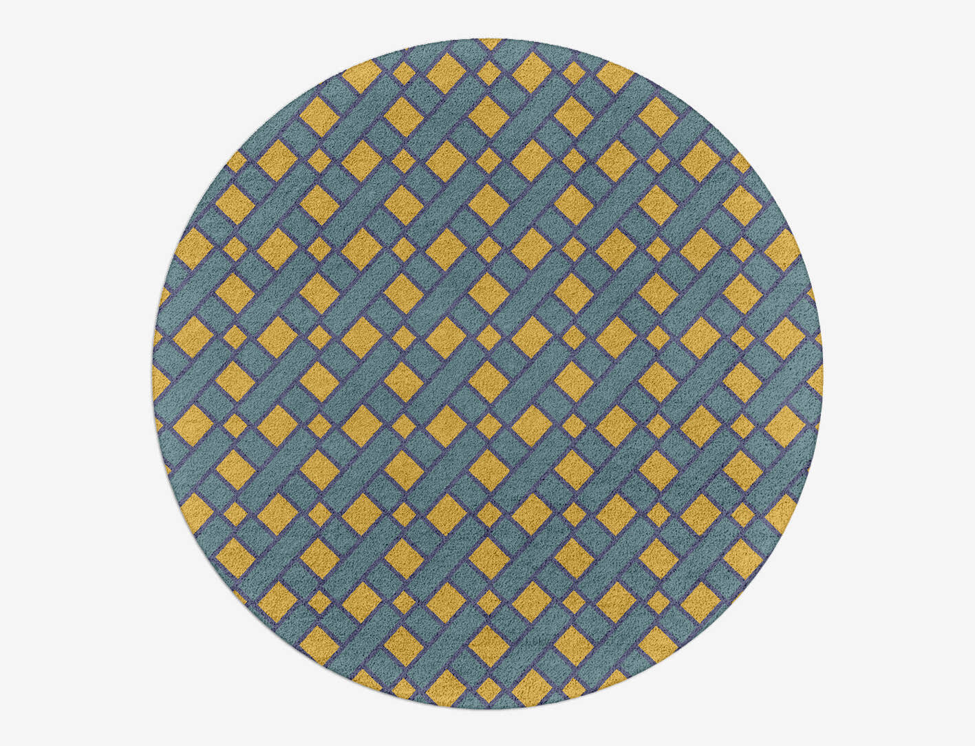 Argyle Geometric Round Hand Tufted Pure Wool Custom Rug by Rug Artisan