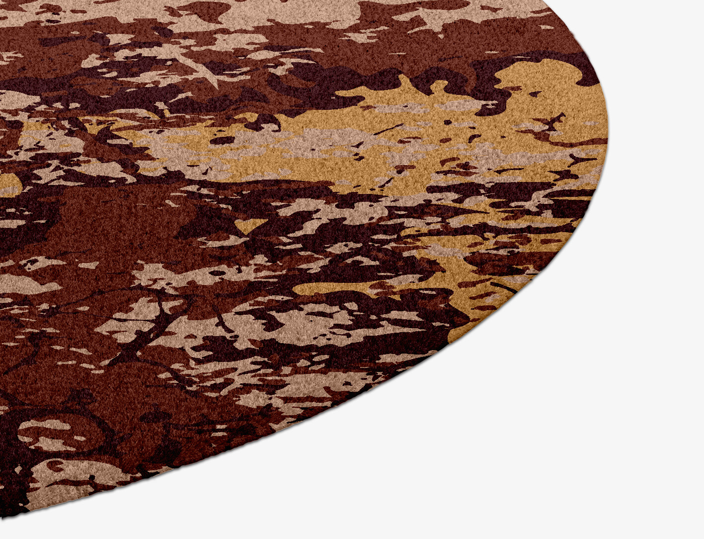 Arid Surface Art Round Hand Knotted Tibetan Wool Custom Rug by Rug Artisan