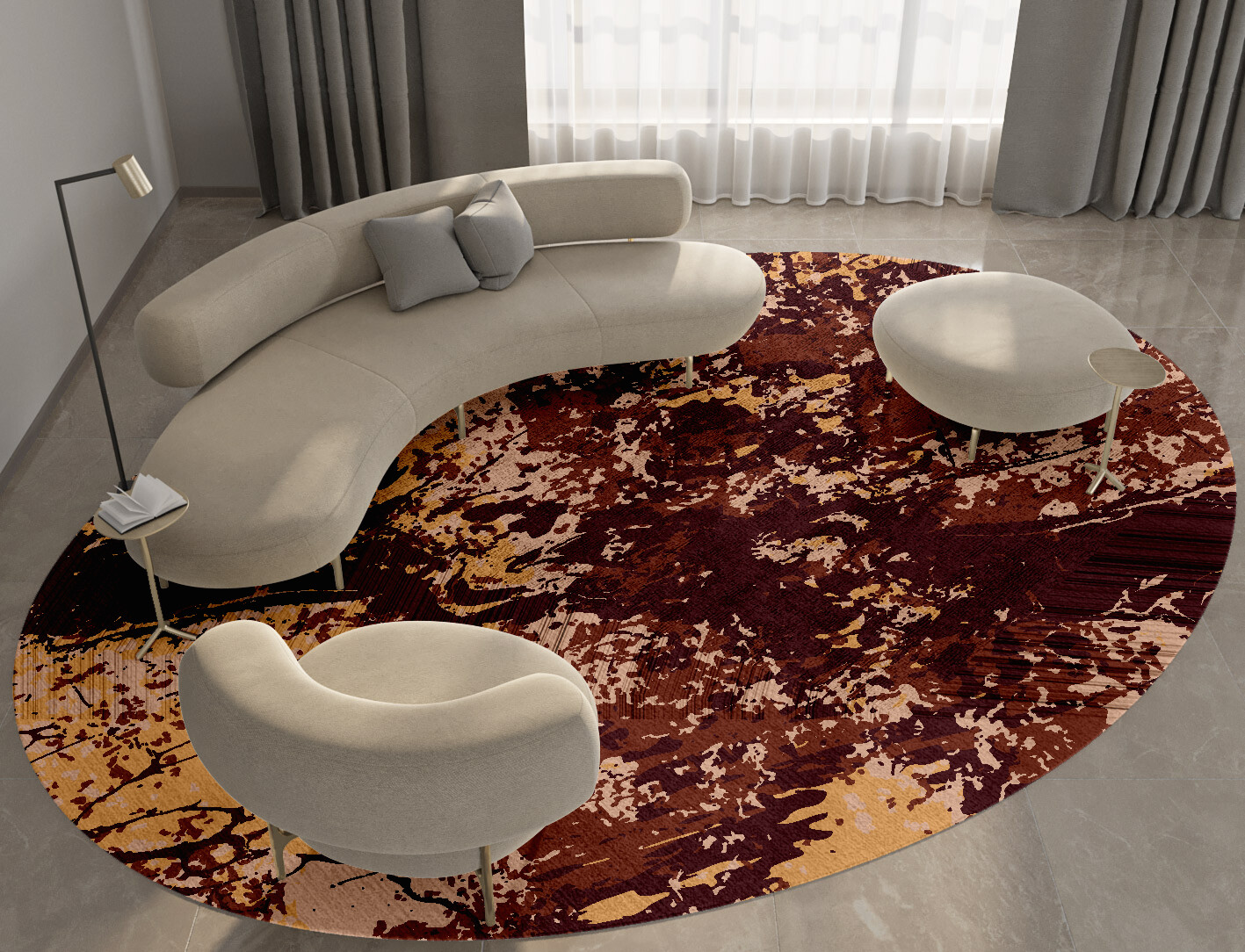 Arid Surface Art Oval Hand Tufted Bamboo Silk Custom Rug by Rug Artisan