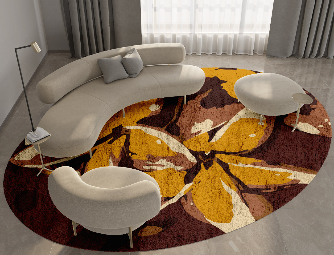 Aristate Floral Oval Hand Knotted Bamboo Silk Custom Rug by Rug Artisan