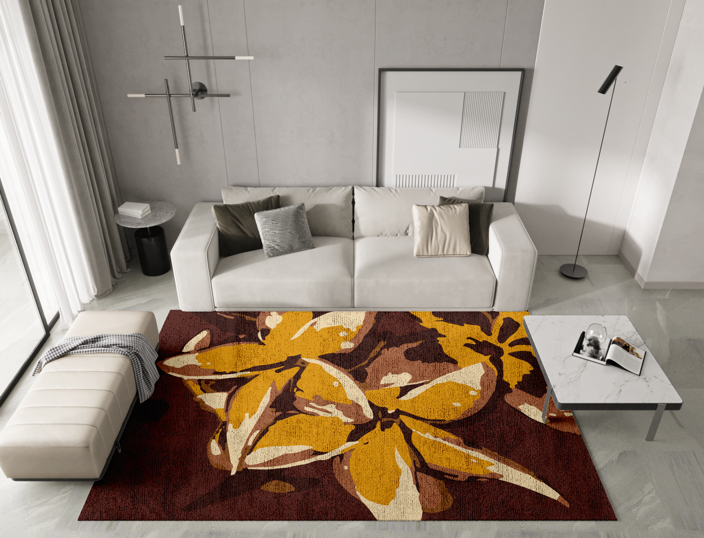 Aristate Floral Rectangle Hand Knotted Bamboo Silk Custom Rug by Rug Artisan