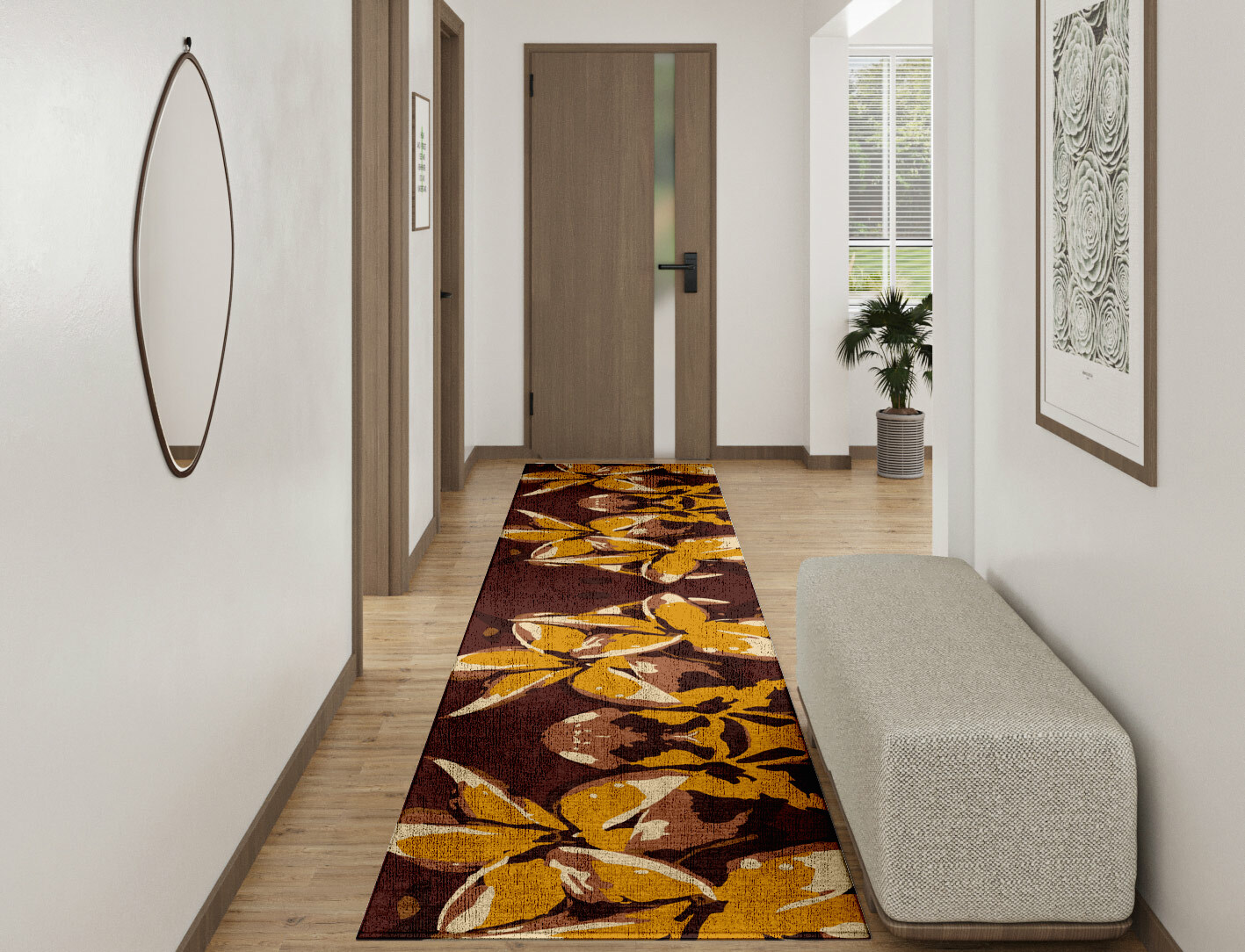 Aristate Floral Runner Hand Knotted Bamboo Silk Custom Rug by Rug Artisan