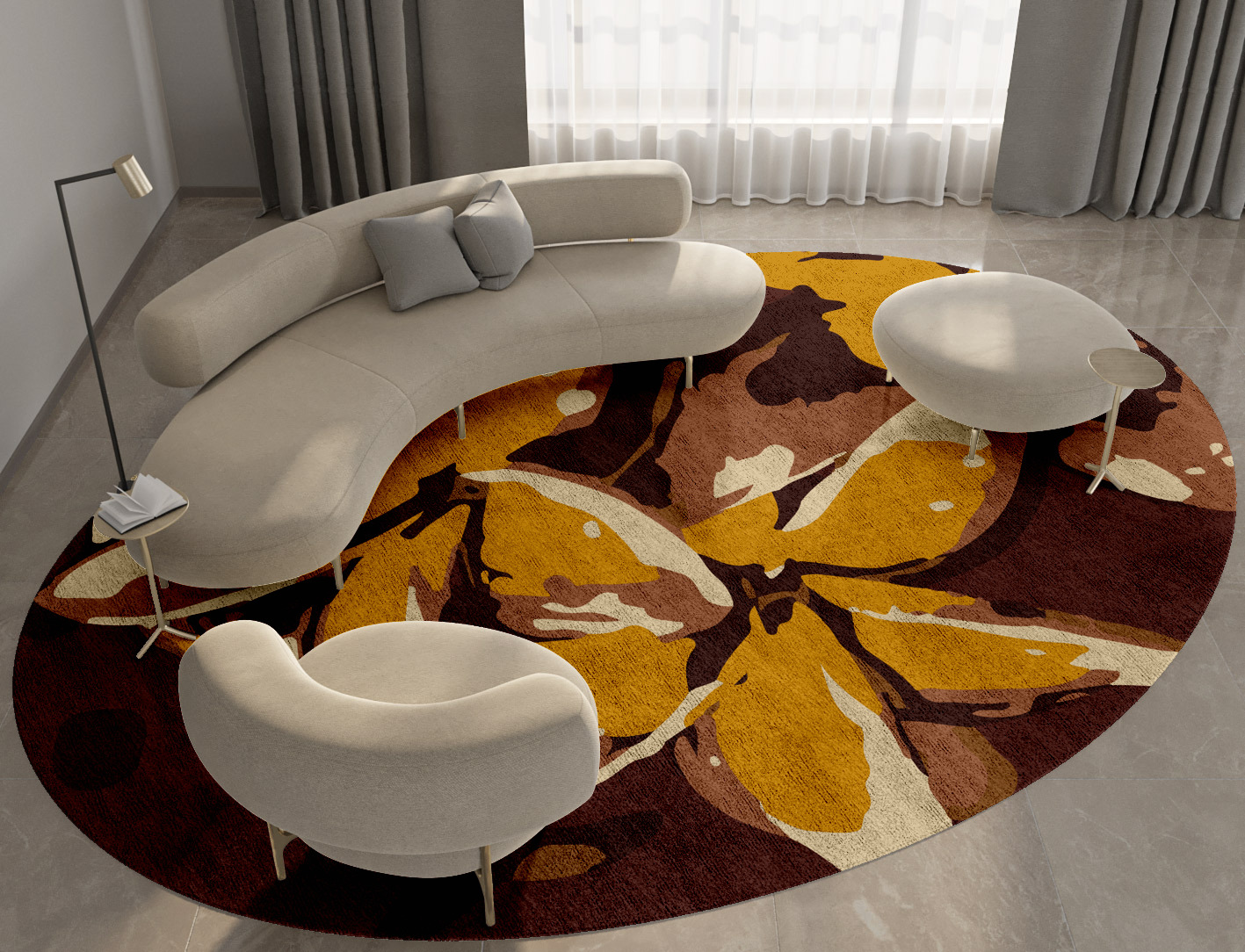 Aristate Floral Oval Hand Tufted Bamboo Silk Custom Rug by Rug Artisan