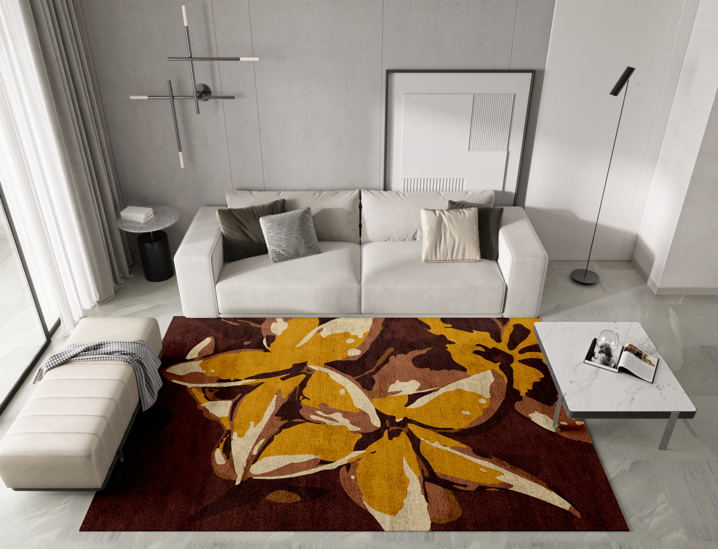 Aristate Floral Rectangle Hand Tufted Bamboo Silk Custom Rug by Rug Artisan