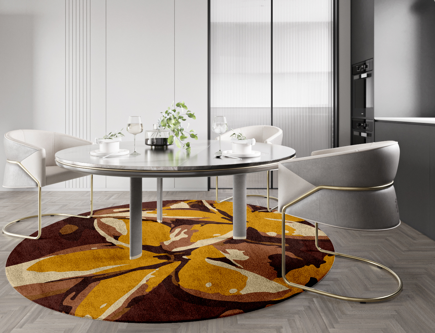Aristate Floral Round Hand Tufted Bamboo Silk Custom Rug by Rug Artisan