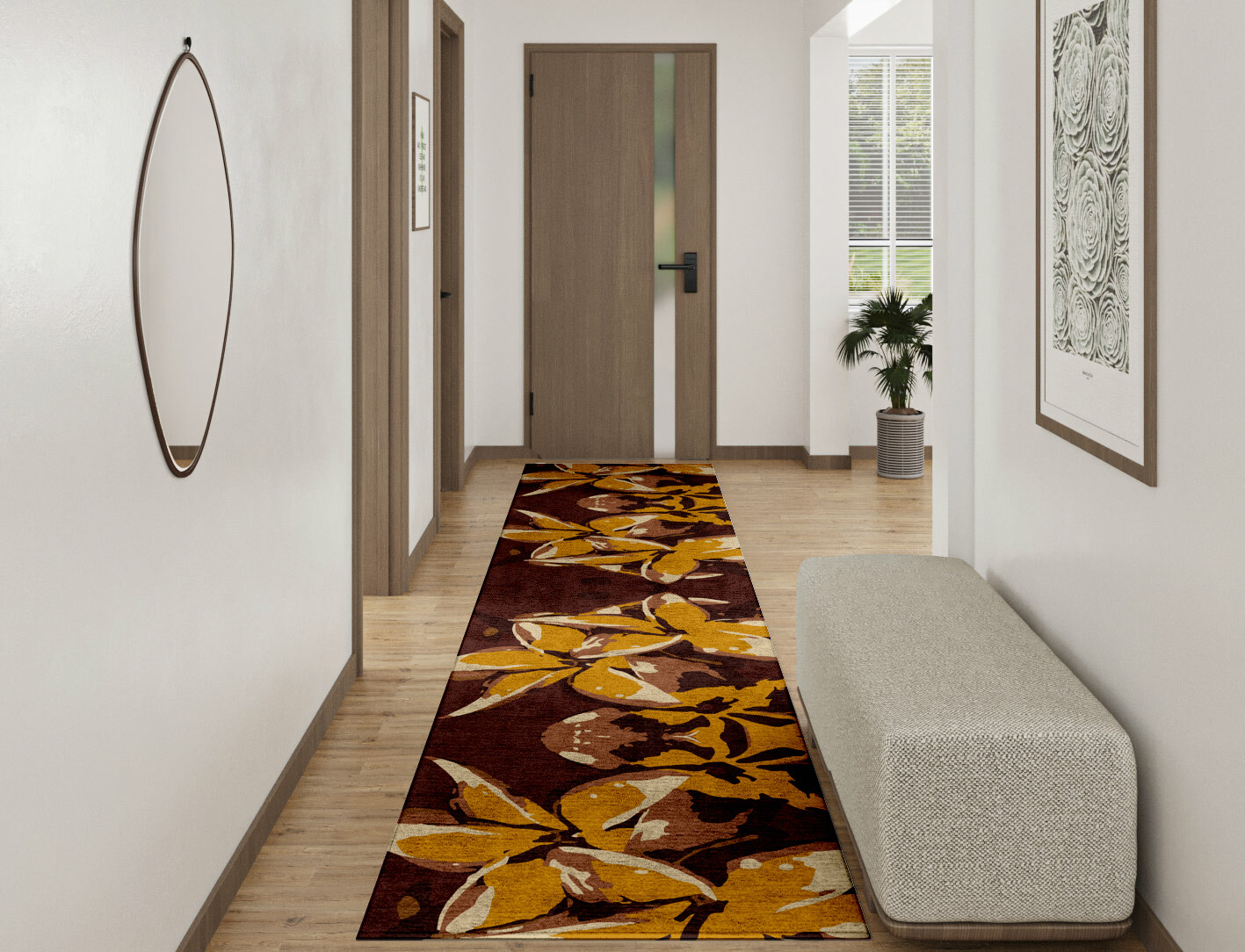 Aristate Floral Runner Hand Tufted Bamboo Silk Custom Rug by Rug Artisan