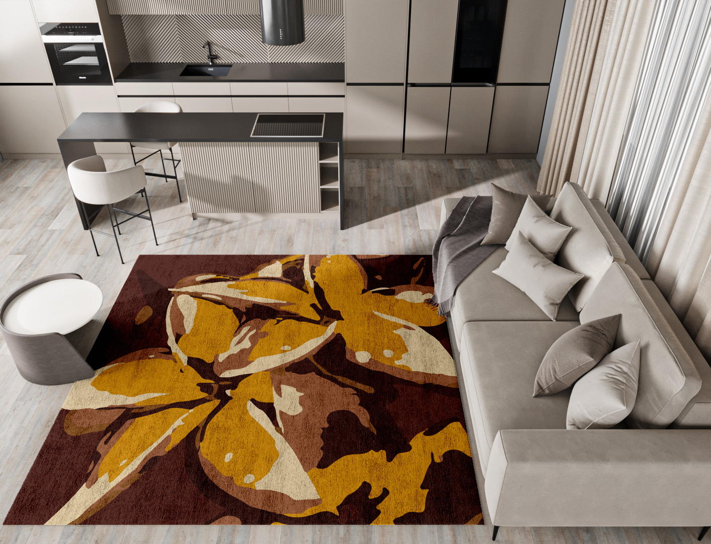 Aristate Floral Square Hand Tufted Bamboo Silk Custom Rug by Rug Artisan