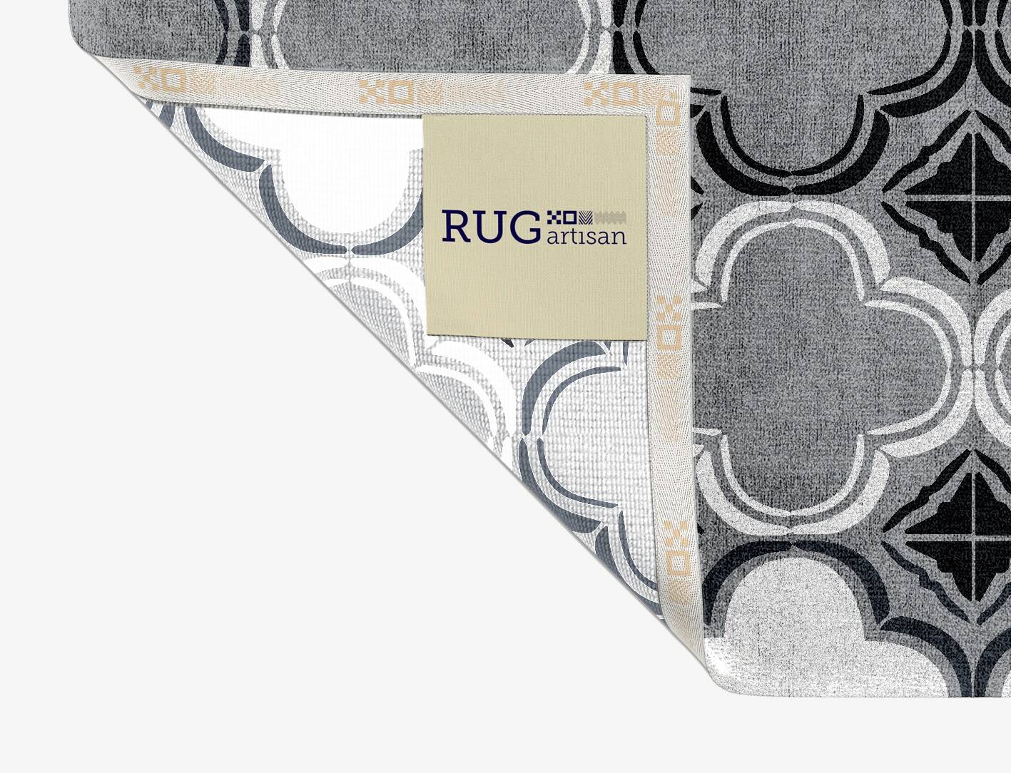 Ash Tiles Monochrome Rectangle Hand Knotted Bamboo Silk Custom Rug by Rug Artisan