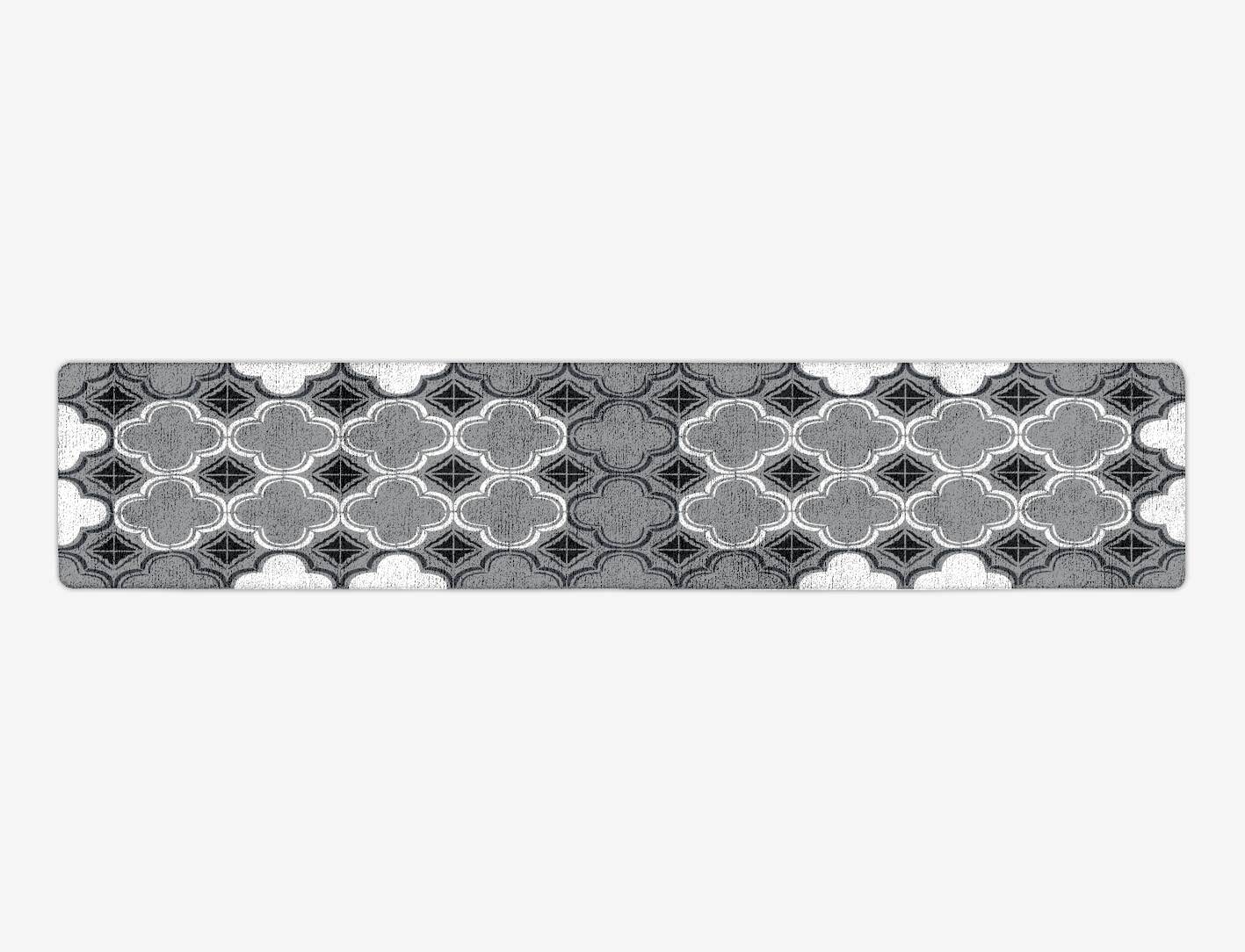 Ash Tiles Monochrome Runner Hand Tufted Bamboo Silk Custom Rug by Rug Artisan