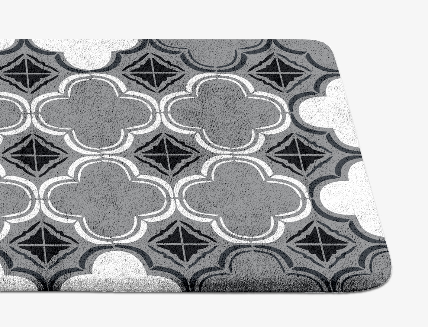 Ash Tiles Monochrome Runner Hand Tufted Bamboo Silk Custom Rug by Rug Artisan
