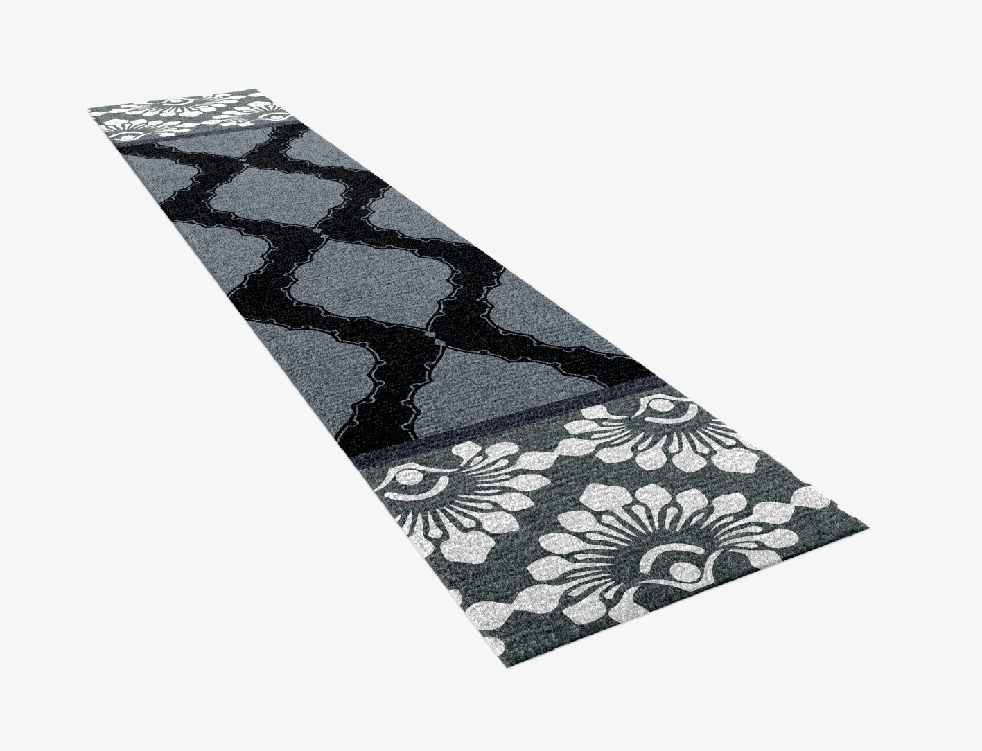 Ash Trope Monochrome Runner Hand Knotted Tibetan Wool Custom Rug by Rug Artisan