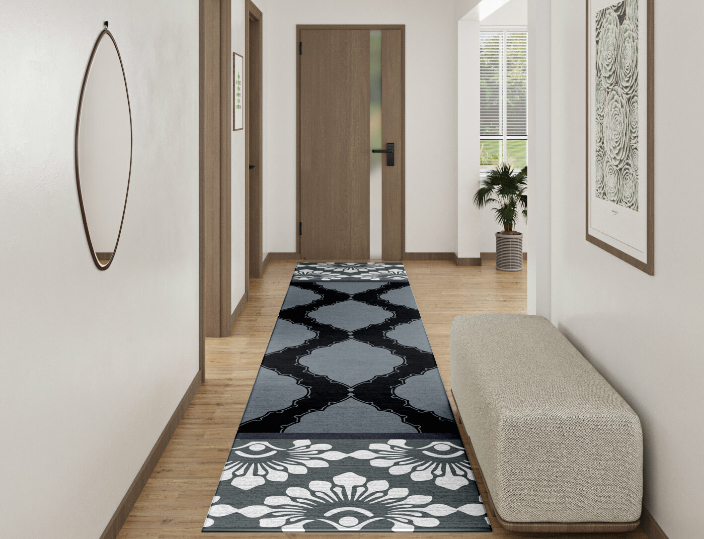 Ash Trope Monochrome Runner Hand Knotted Tibetan Wool Custom Rug by Rug Artisan