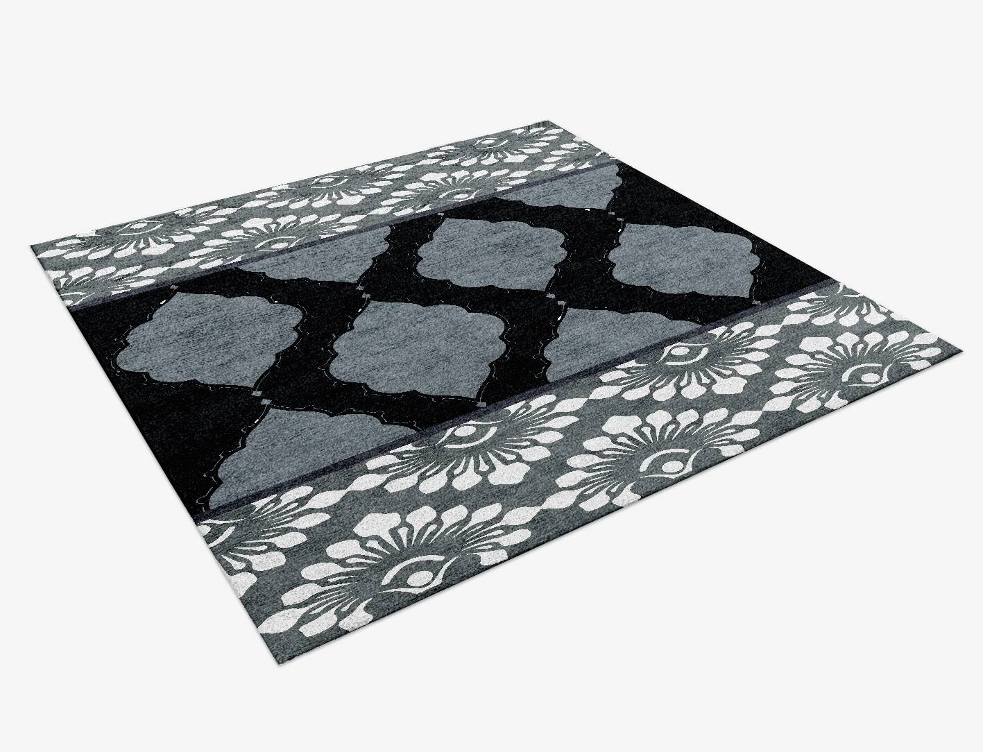 Ash Trope Monochrome Square Hand Knotted Bamboo Silk Custom Rug by Rug Artisan