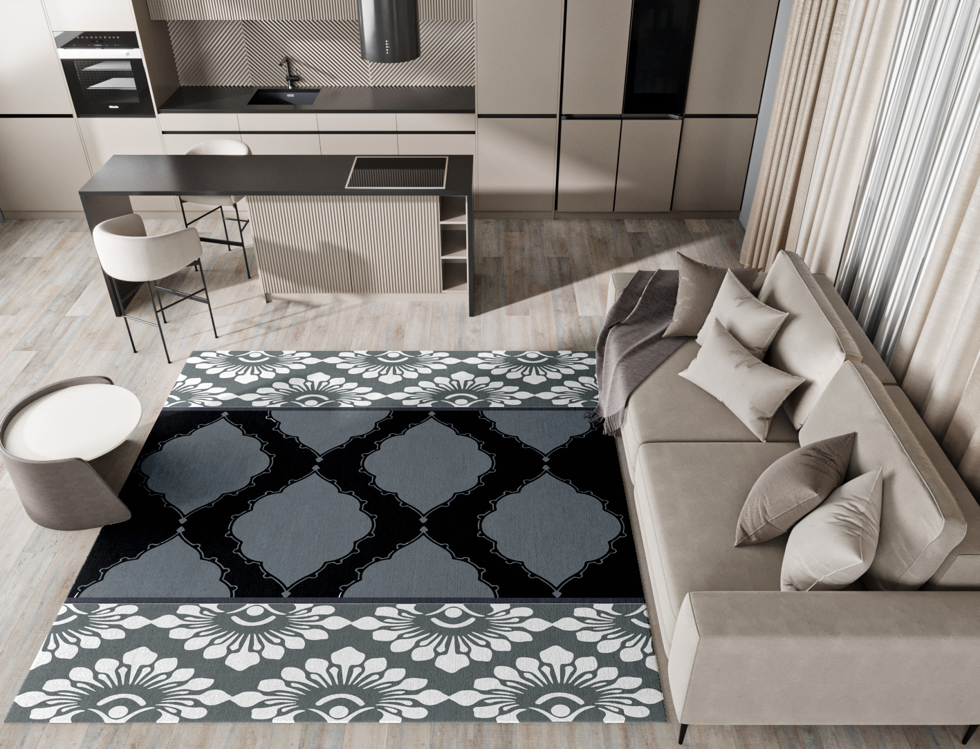 Ash Trope Monochrome Square Hand Tufted Pure Wool Custom Rug by Rug Artisan