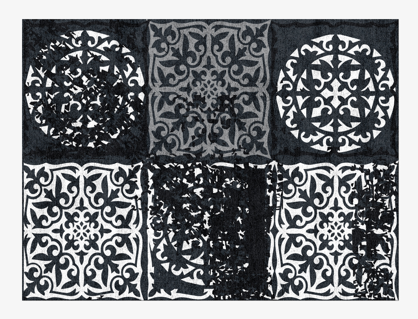 Ashen Matrice Monochrome Rectangle Hand Knotted Bamboo Silk Custom Rug by Rug Artisan