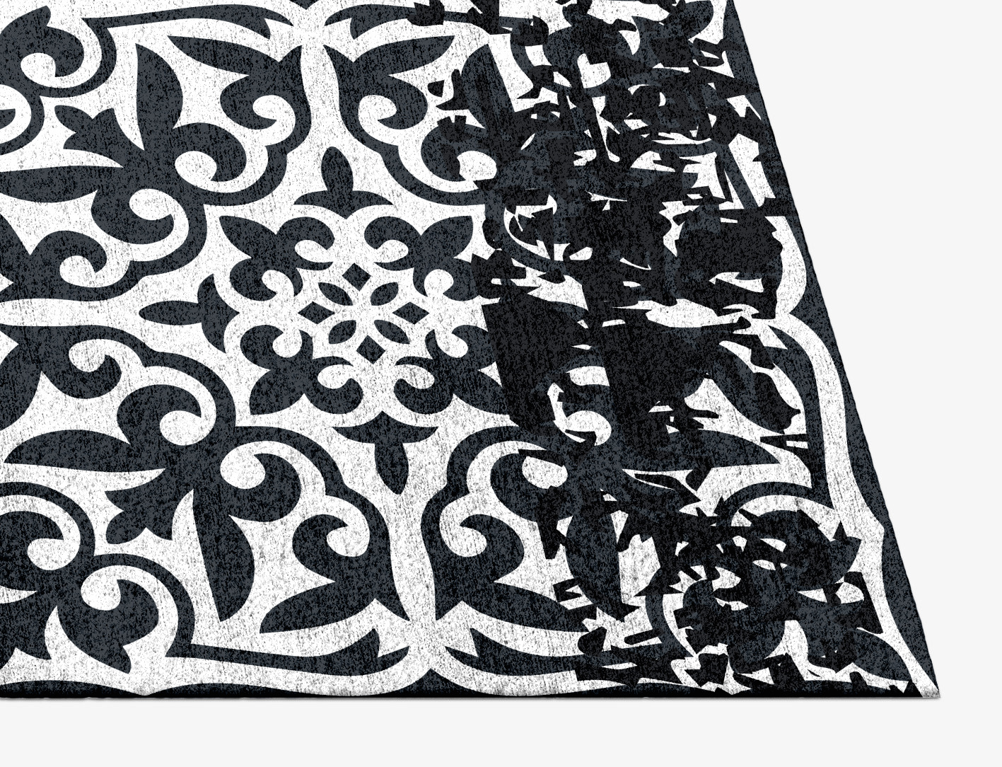 Ashen Matrice Monochrome Rectangle Hand Knotted Bamboo Silk Custom Rug by Rug Artisan