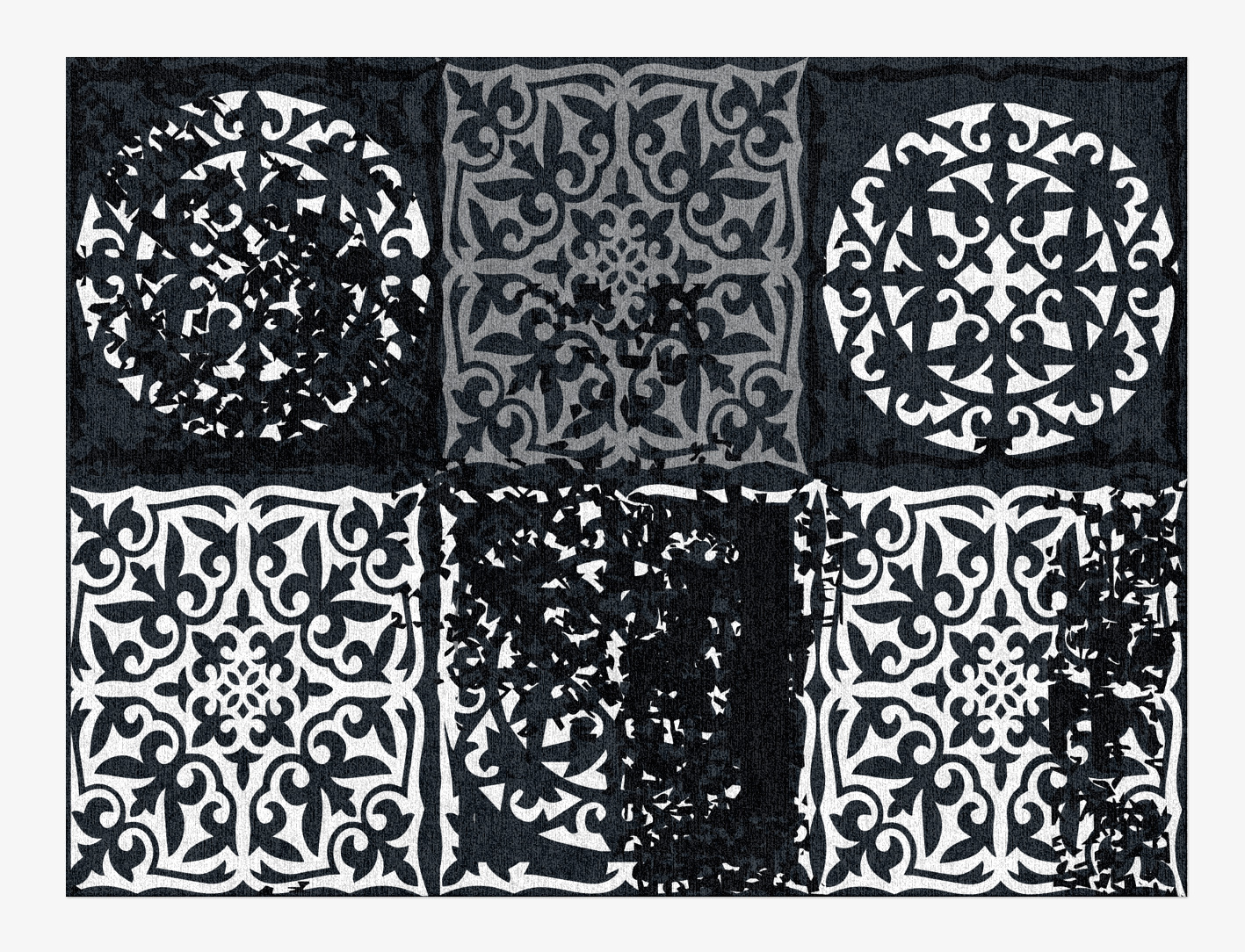 Ashen Matrice Monochrome Rectangle Hand Knotted Tibetan Wool Custom Rug by Rug Artisan