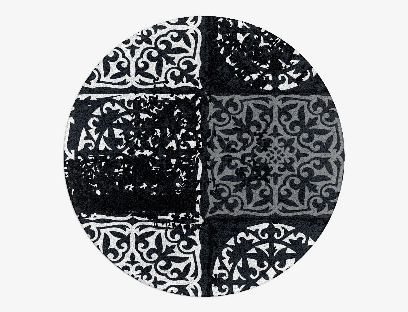 Ashen Matrice Monochrome Round Hand Tufted Pure Wool Custom Rug by Rug Artisan