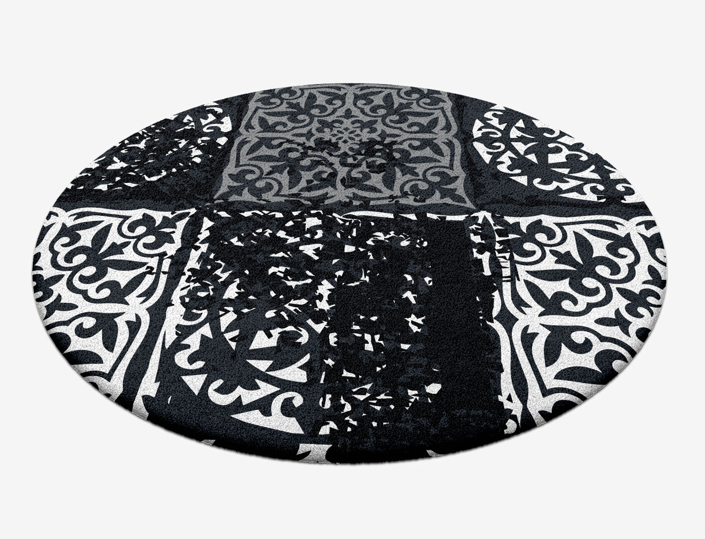 Ashen Matrice Monochrome Round Hand Tufted Pure Wool Custom Rug by Rug Artisan