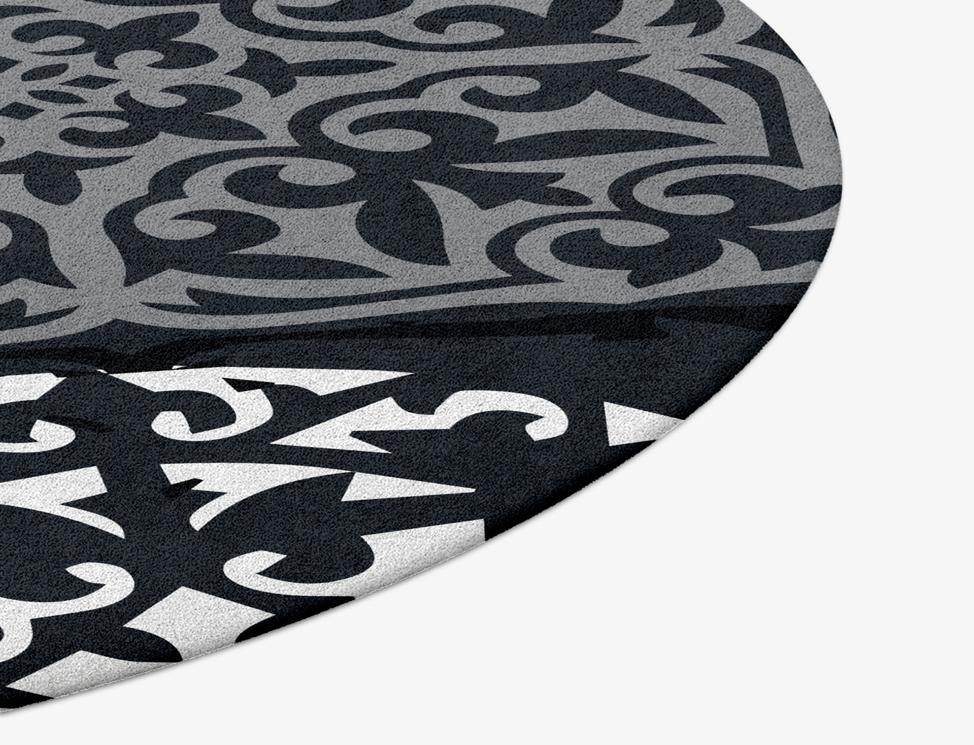 Ashen Matrice Monochrome Round Hand Tufted Pure Wool Custom Rug by Rug Artisan