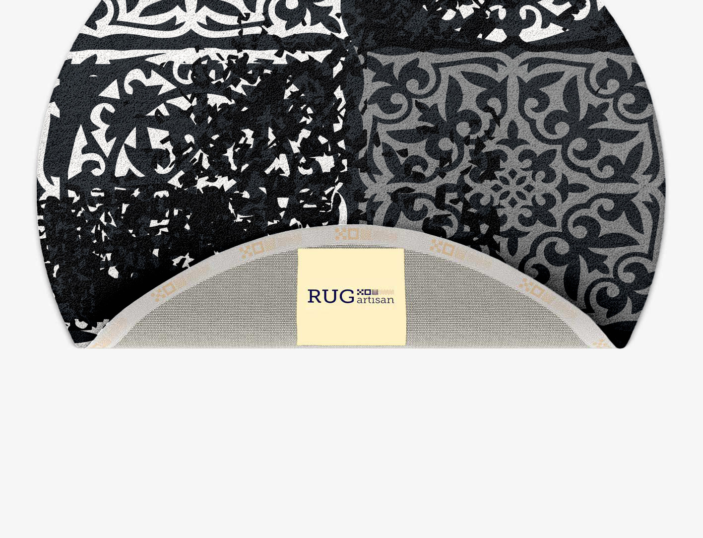 Ashen Matrice Monochrome Round Hand Tufted Pure Wool Custom Rug by Rug Artisan