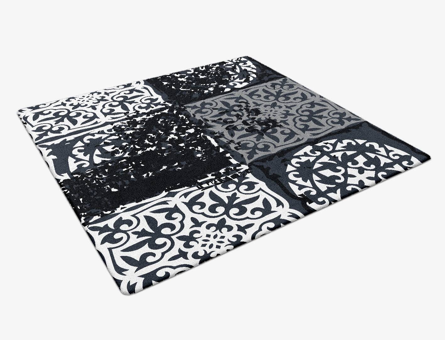 Ashen Matrice Monochrome Square Hand Tufted Pure Wool Custom Rug by Rug Artisan