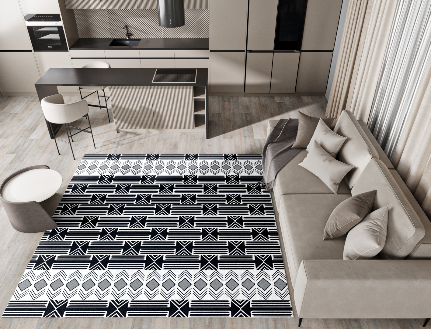 Ashen Weave Monochrome Square Hand Knotted Tibetan Wool Custom Rug by Rug Artisan