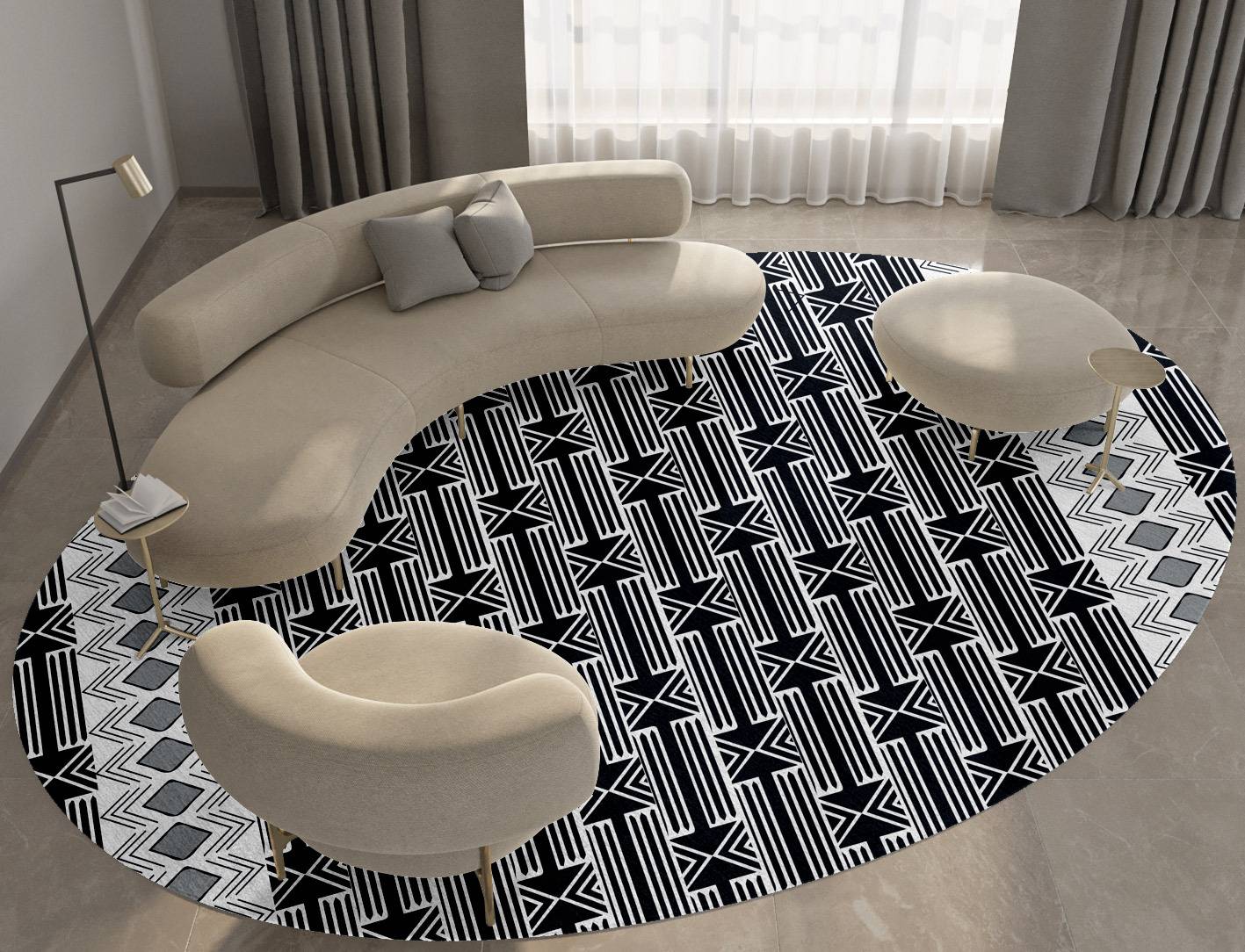 Ashen Weave Monochrome Oval Hand Tufted Pure Wool Custom Rug by Rug Artisan