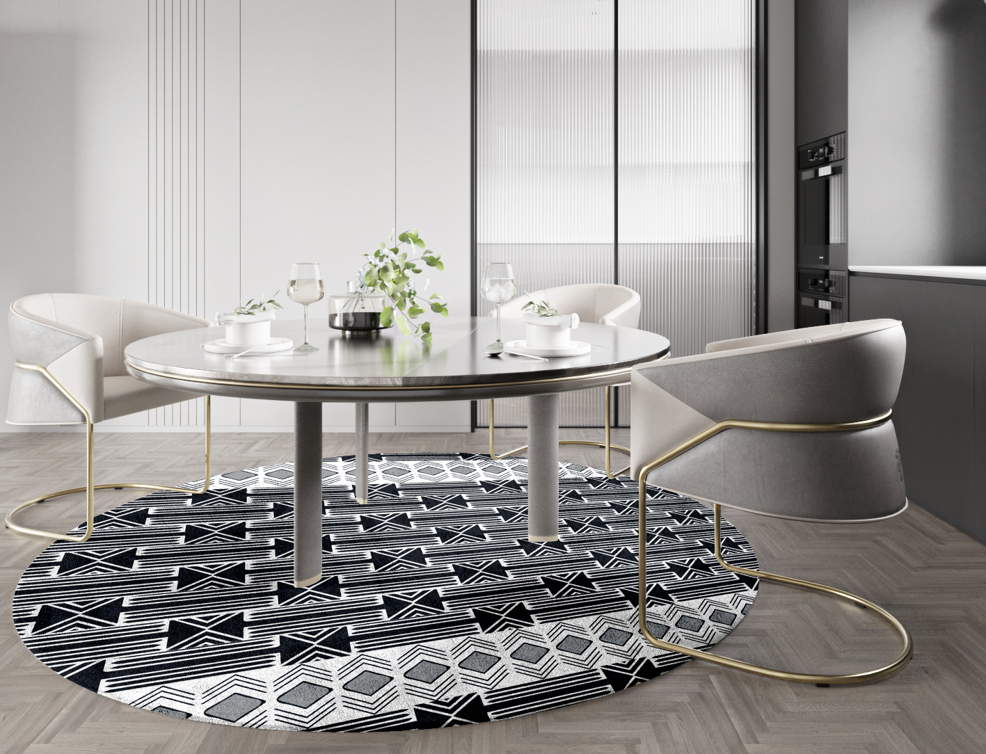 Ashen Weave Monochrome Round Hand Tufted Bamboo Silk Custom Rug by Rug Artisan