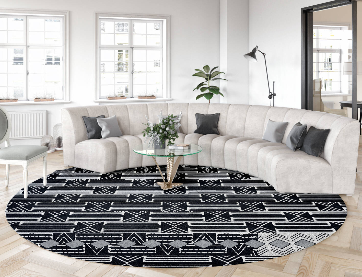 Ashen Weave Monochrome Round Hand Tufted Pure Wool Custom Rug by Rug Artisan