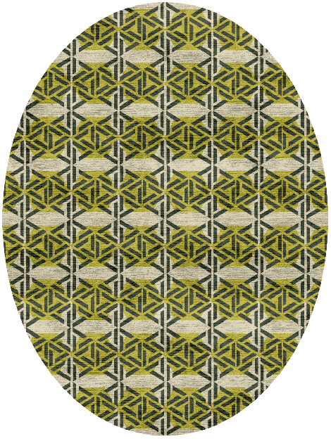 Assemblage Modern Geometrics Oval Hand Knotted Bamboo Silk Custom Rug by Rug Artisan