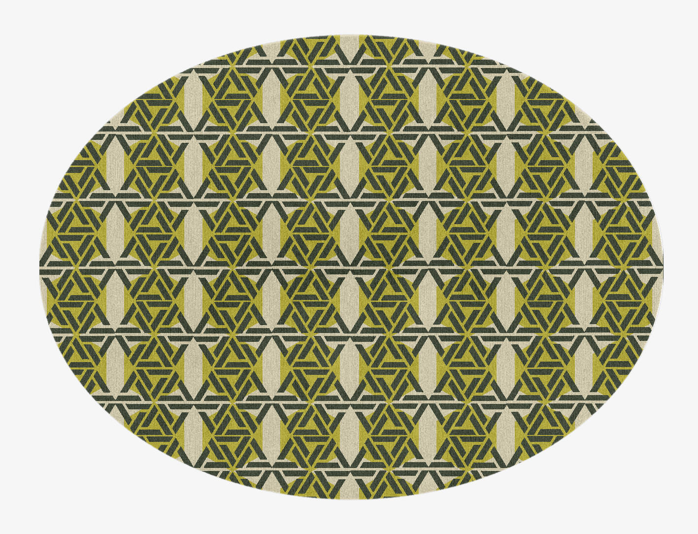 Assemblage Modern Geometrics Oval Hand Knotted Tibetan Wool Custom Rug by Rug Artisan