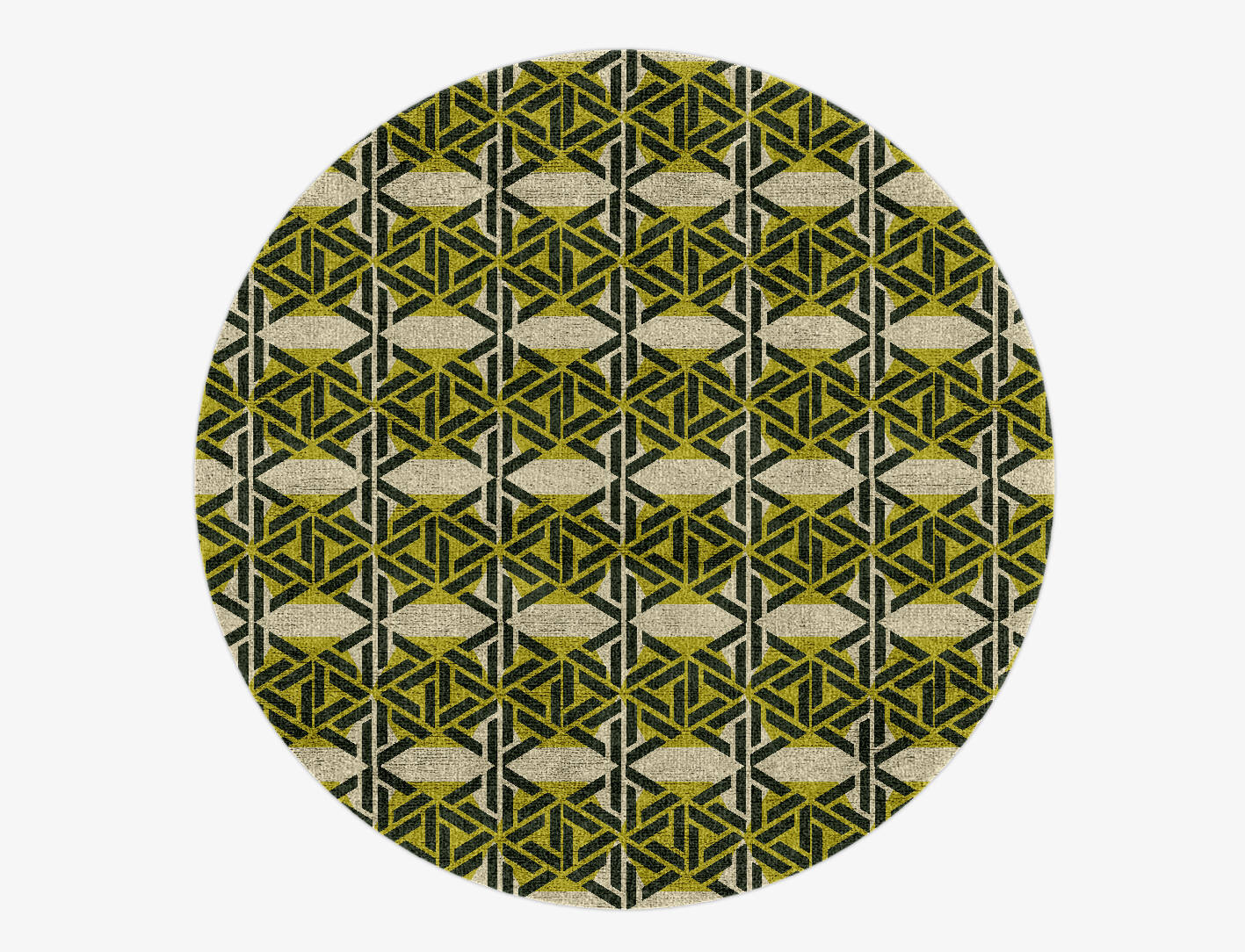 Assemblage Modern Geometrics Round Hand Knotted Bamboo Silk Custom Rug by Rug Artisan