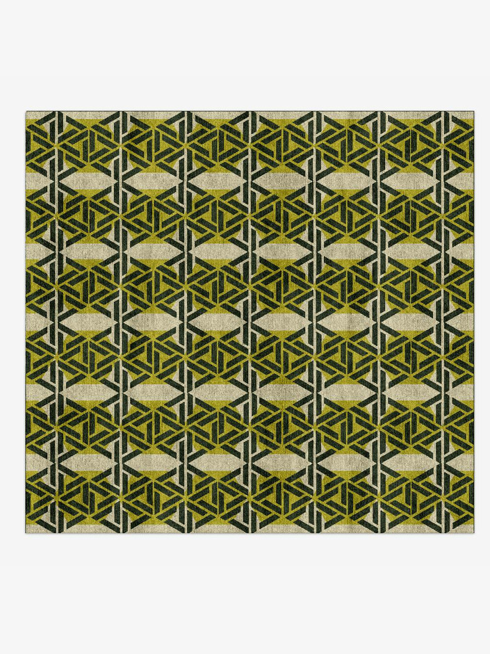 Assemblage Modern Geometrics Square Hand Knotted Bamboo Silk Custom Rug by Rug Artisan