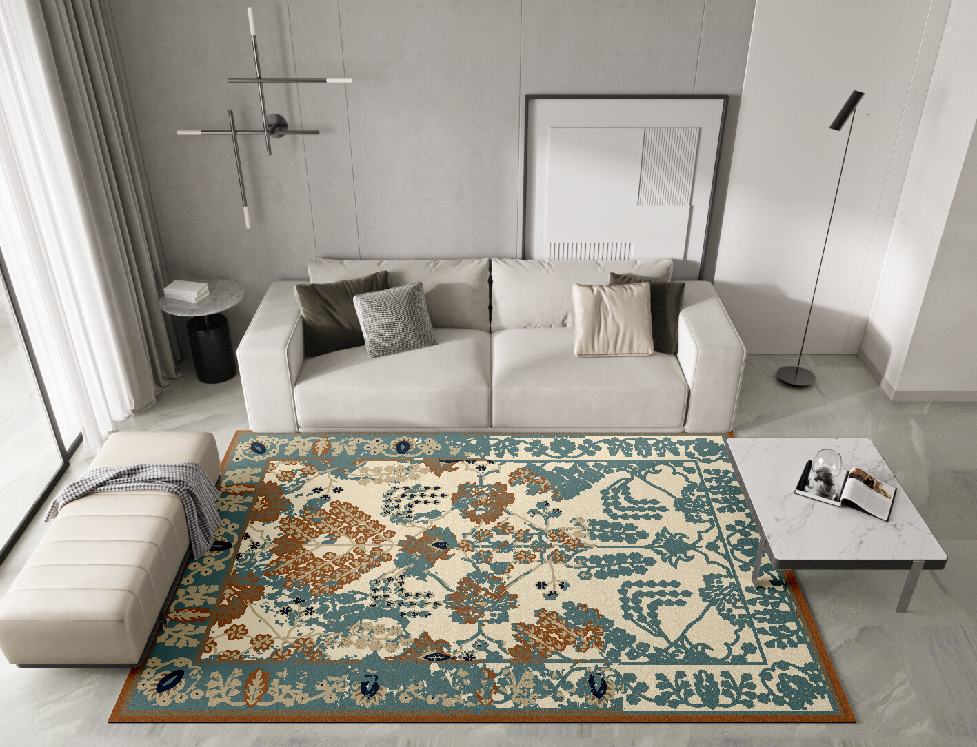 Assiya Persian Bagh Rectangle Hand Tufted Pure Wool Custom Rug by Rug Artisan