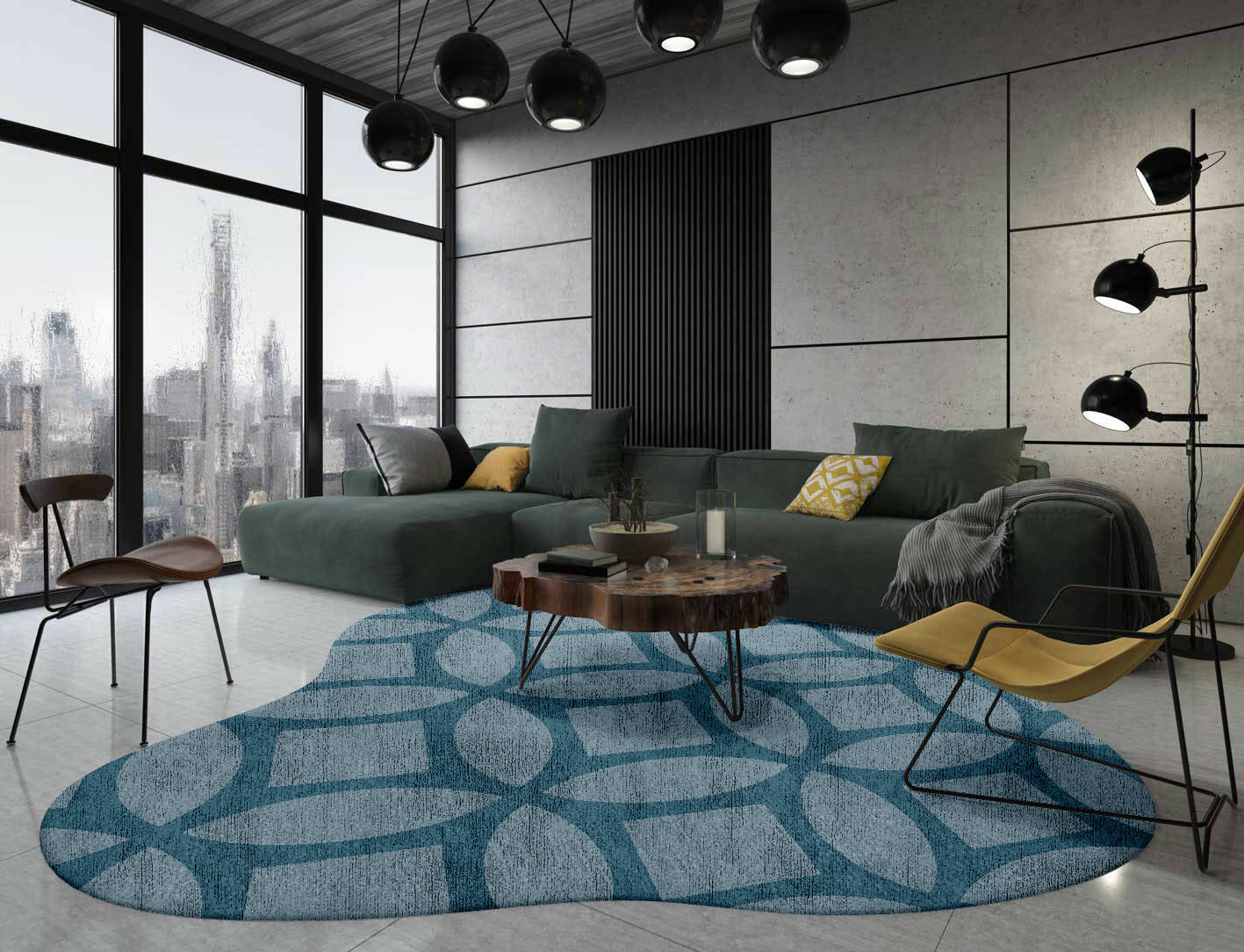 Aster Modern Geometrics Splash Hand Knotted Bamboo Silk Custom Rug by Rug Artisan