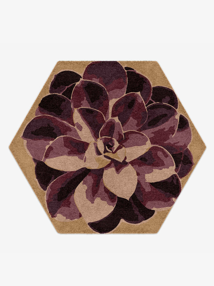 Astrantia Floral Hexagon Hand Knotted Tibetan Wool Custom Rug by Rug Artisan