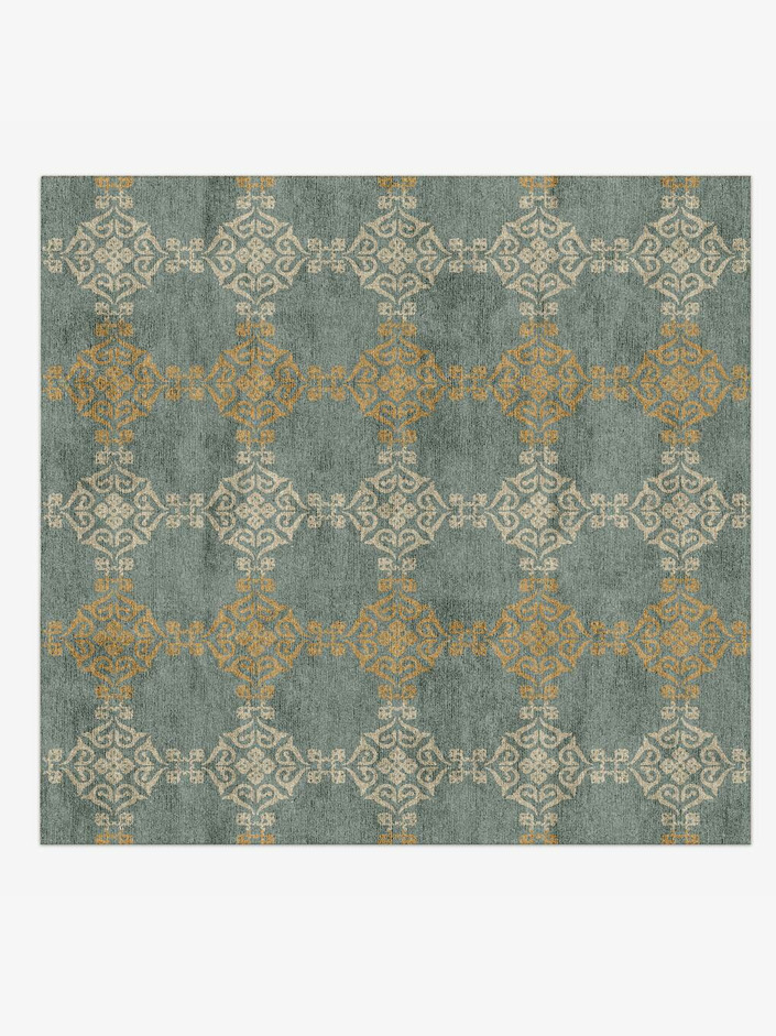 Aureous Blue Royal Square Hand Knotted Bamboo Silk Custom Rug by Rug Artisan