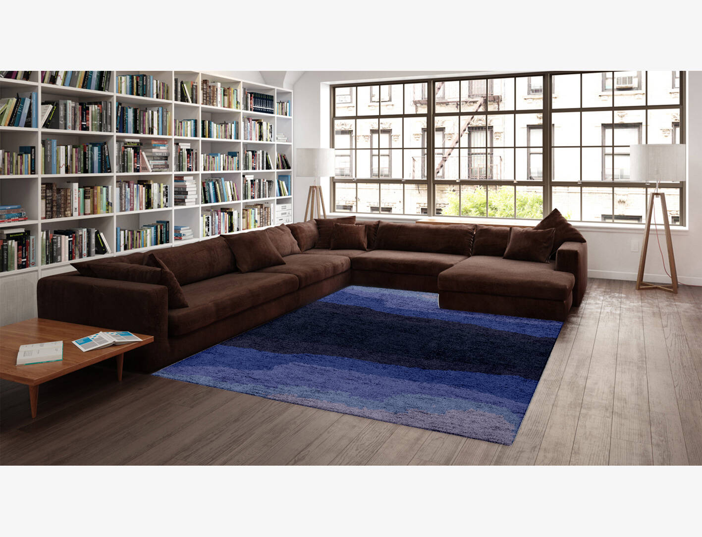 Austin Gradation Rectangle Hand Knotted Bamboo Silk Custom Rug by Rug Artisan