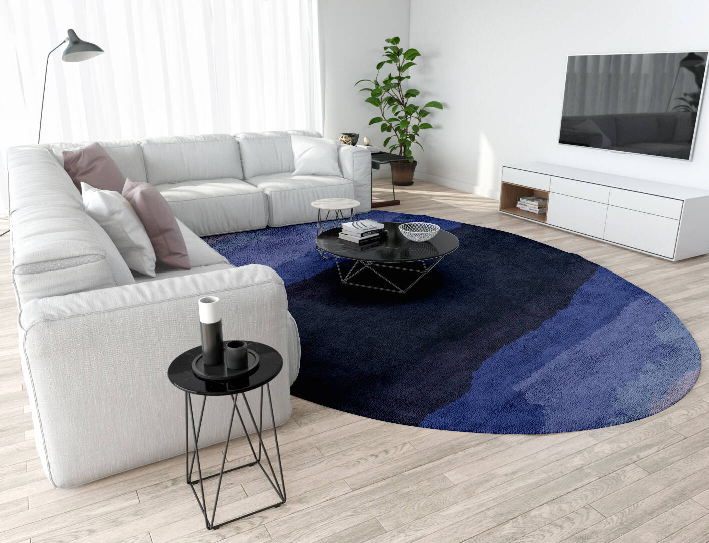 Austin Gradation Oval Hand Tufted Bamboo Silk Custom Rug by Rug Artisan