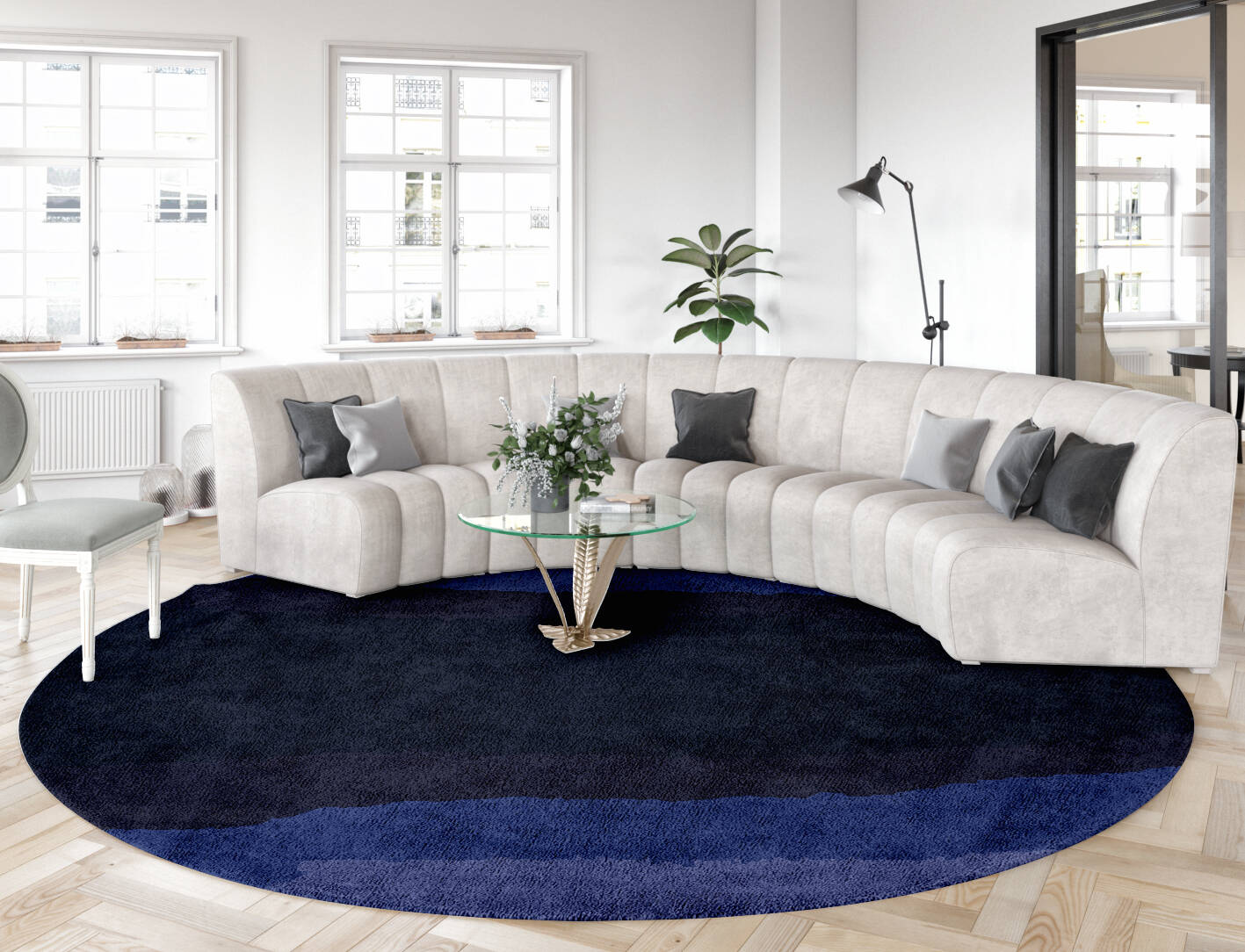 Austin Gradation Round Hand Tufted Bamboo Silk Custom Rug by Rug Artisan