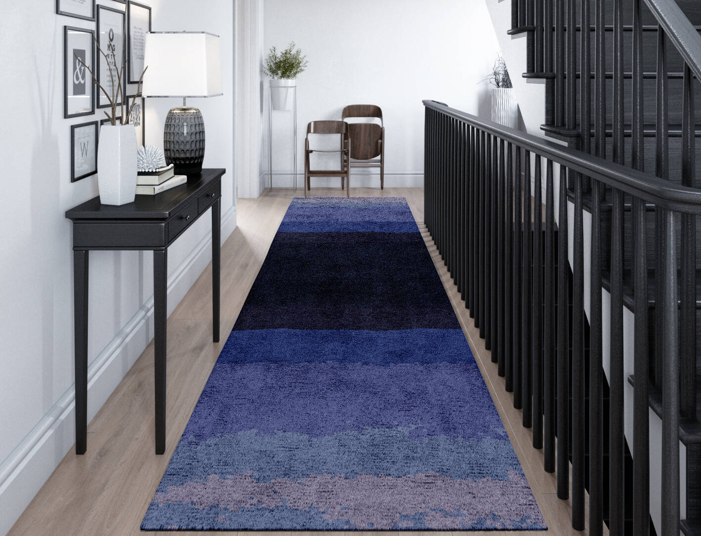 Austin Gradation Runner Hand Tufted Bamboo Silk Custom Rug by Rug Artisan