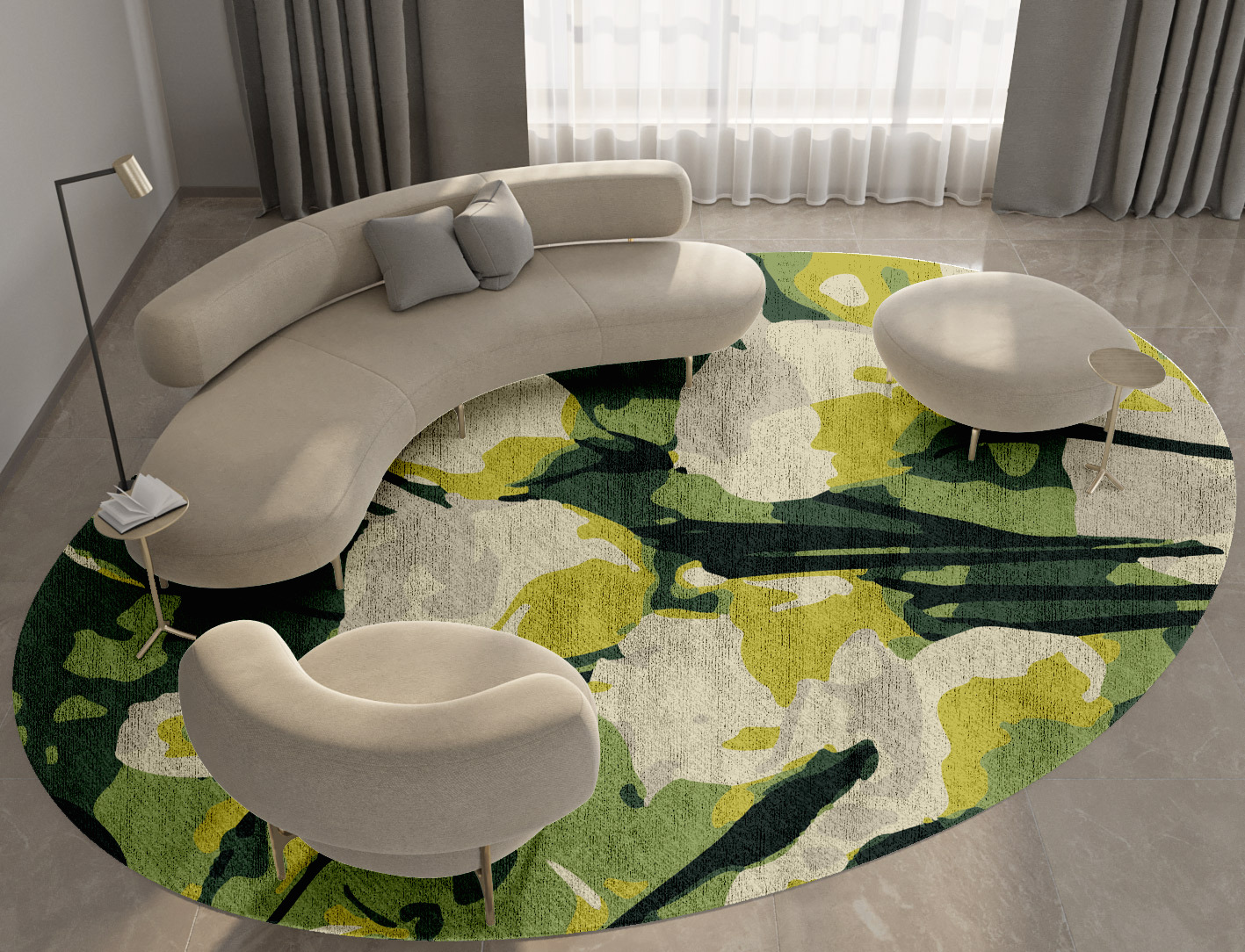 Autumn Floral Oval Hand Knotted Bamboo Silk Custom Rug by Rug Artisan