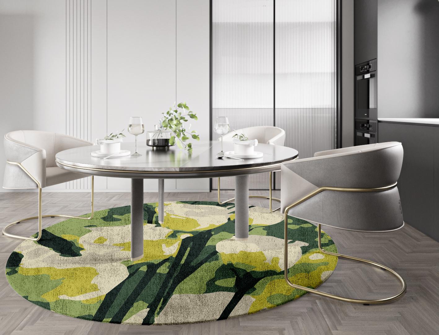 Autumn Floral Round Hand Knotted Bamboo Silk Custom Rug by Rug Artisan