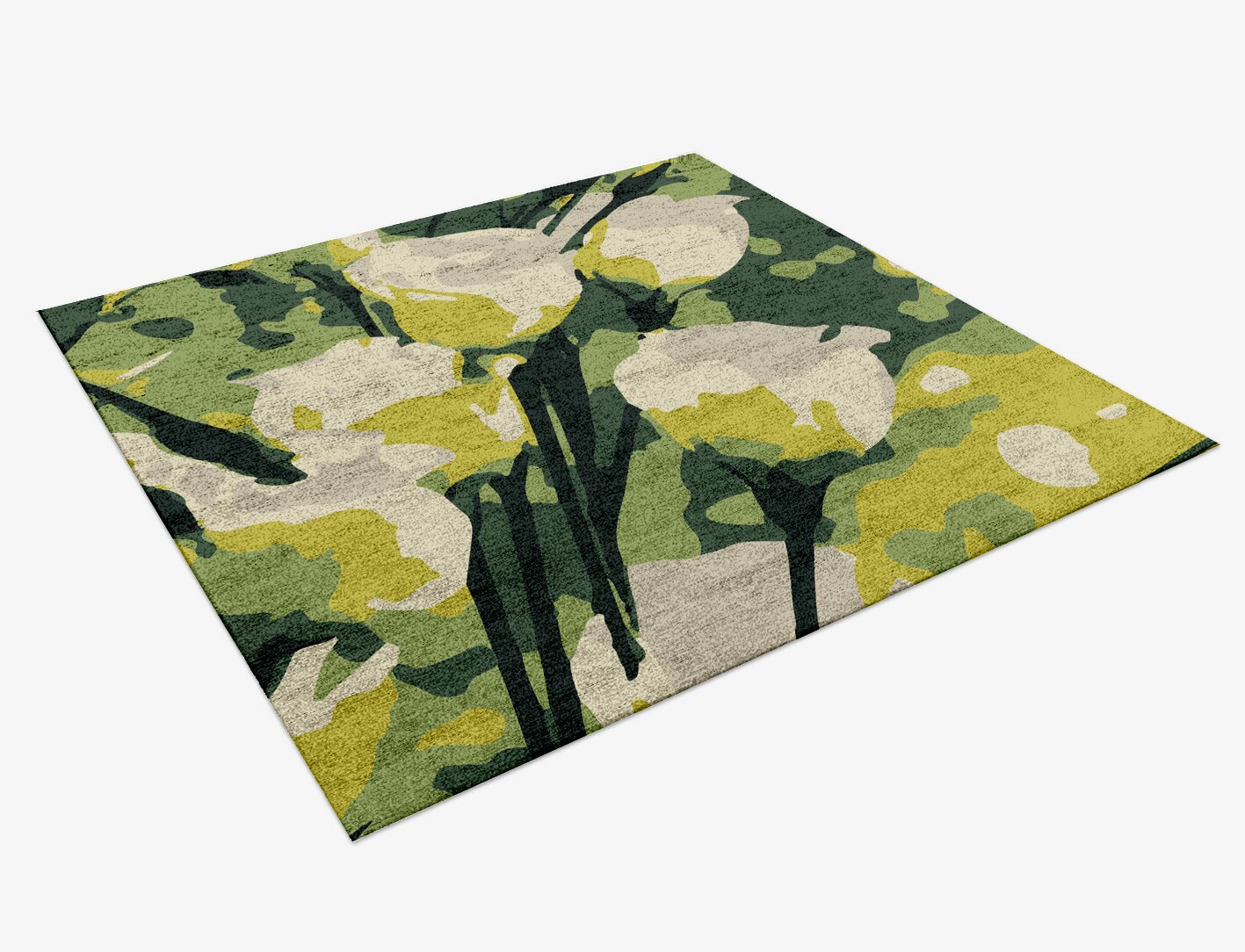 Autumn Floral Square Hand Knotted Bamboo Silk Custom Rug by Rug Artisan