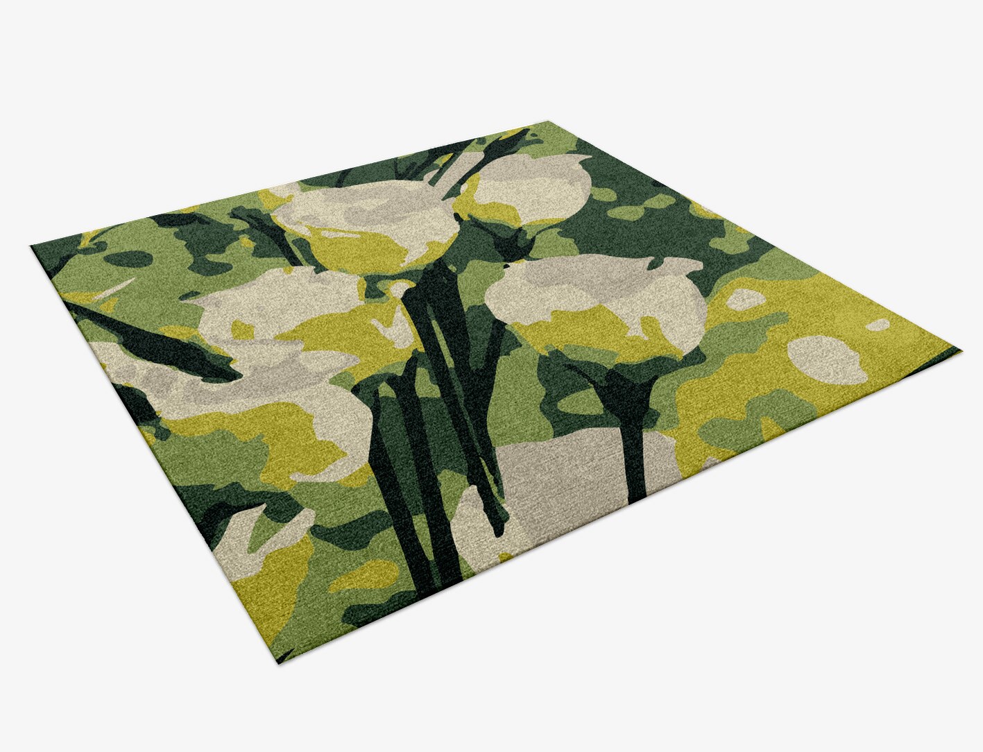 Autumn Floral Square Hand Knotted Tibetan Wool Custom Rug by Rug Artisan