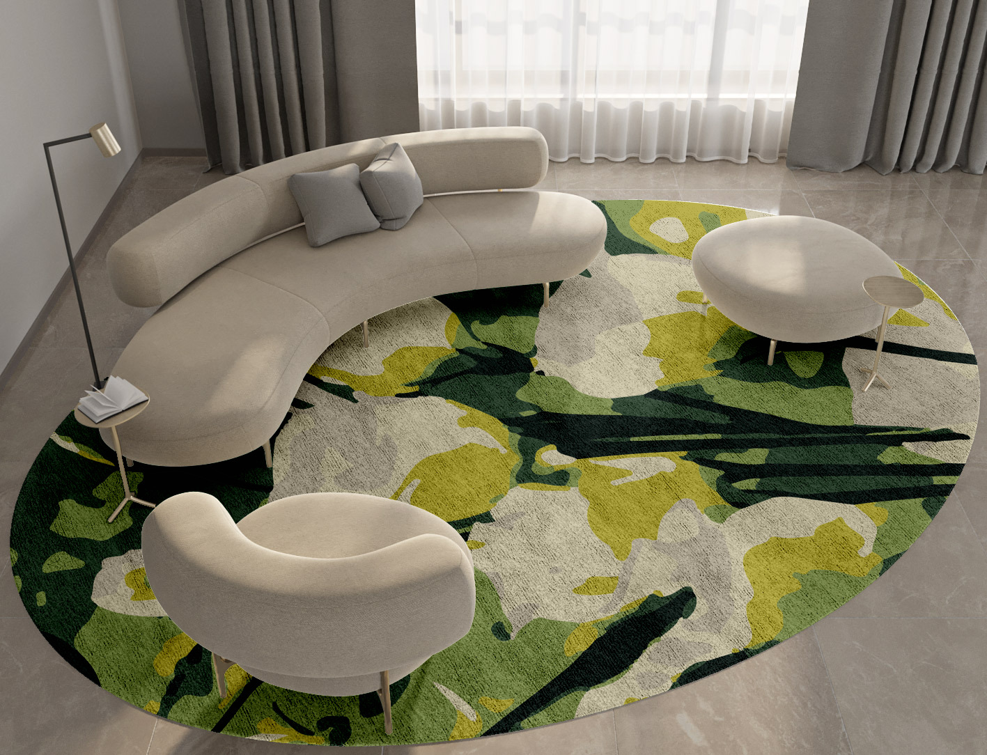 Autumn Floral Oval Hand Tufted Bamboo Silk Custom Rug by Rug Artisan